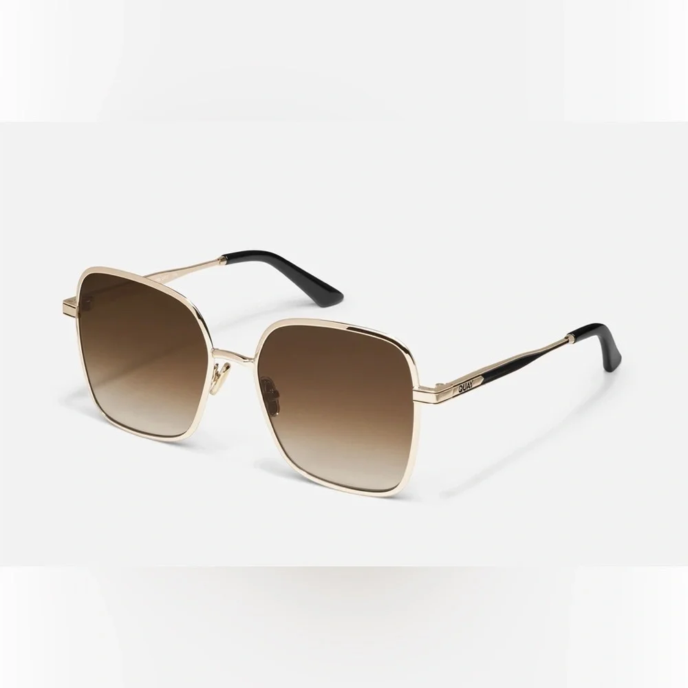 Quay 5th Ave Gold Frame / Brown Lens oversized retro glamourous sunglasses‎ new
